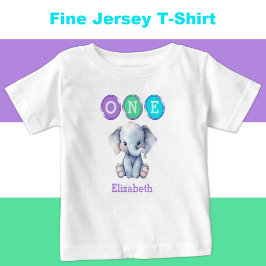 ゾウの誕生日1日パープルという名前 ベビーTシャツ