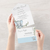 ゾウの赤ちゃんのお祝い会 オールインワン招待状 (貼ってはがせる)