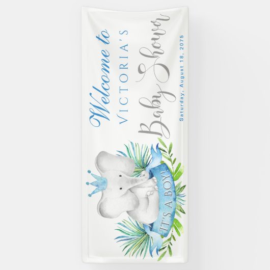ゾウの赤ちゃんシャワーのバナー 横断幕 (縦)