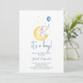 ゾウの赤ちゃんシャワーの男の子 招待状 (スタンド正面)