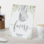 ゾウの赤ちゃんシャワーは緑の金ゴールドに署名 台座サイン (インサイチュ)