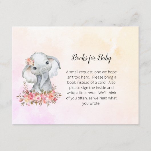 ゾウの赤ちゃんシャワーベビー エンクロージャーカード (正面)