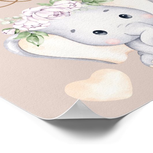 ゾウの赤ちゃんシャワー数を推測 ポスター (角)