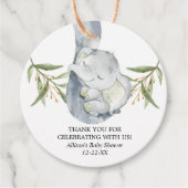 ゾウの赤ちゃんシャワー男女兼用メッセージカード フェイバータグ (正面)
