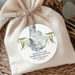 ゾウの赤ちゃんシャワー男女兼用メッセージカード フェイバータグ