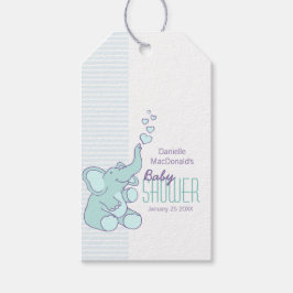 ゾウの赤ちゃんシャワー贈り物ブルーラベル ギフトタグ