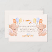 ゾウの赤ちゃんシャワー サンキューカード (正面/裏面)