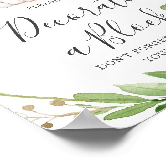 ゾウの赤ちゃん飾シャワーAブロック標識 ポスター (角)