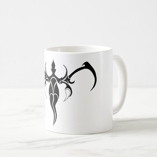 ゾウの部族の入れ墨 – 白黒 コーヒーマグカップ (正面右)