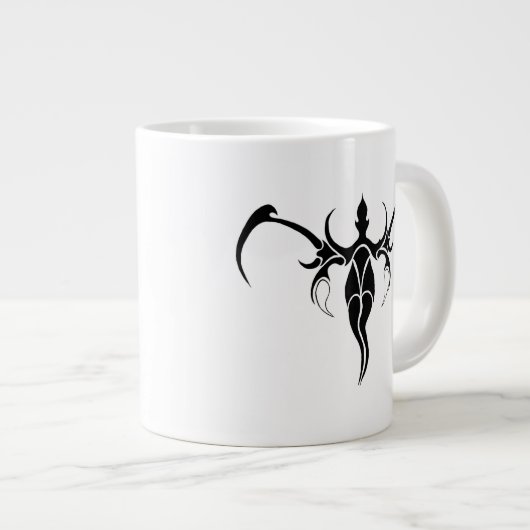 ゾウの部族の入れ墨 – 白黒 ジャンボコーヒーマグカップ (正面右)