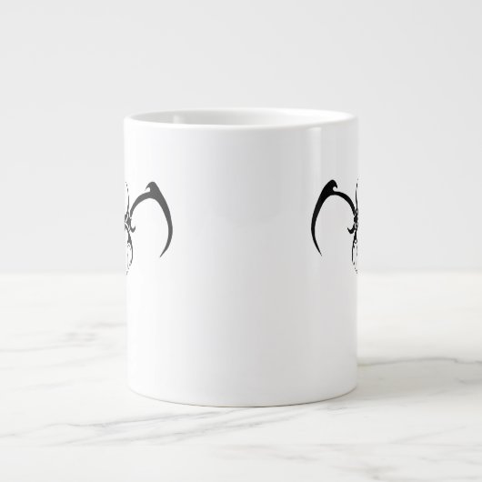 ゾウの部族の入れ墨 – 白黒 ジャンボコーヒーマグカップ (正面)