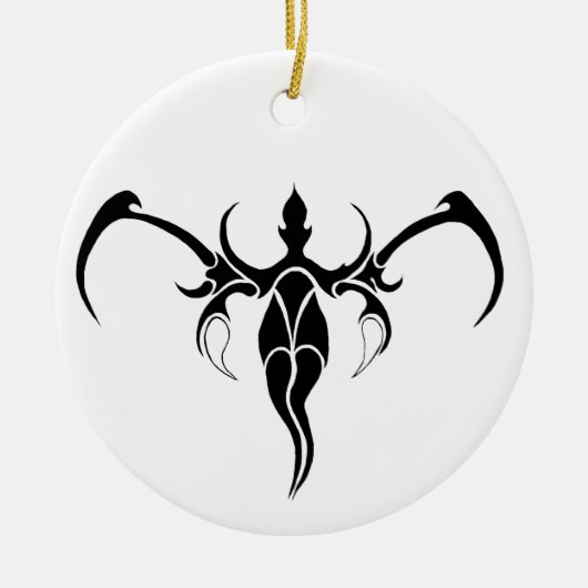ゾウの部族の入れ墨 – 白黒 セラミックオーナメント (正面)