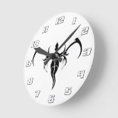 ゾウの部族の入れ墨 – 白黒 ラウンド壁時計 (傾斜)