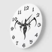 ゾウの部族の入れ墨 – 白黒 ラージ壁時計 (傾斜)