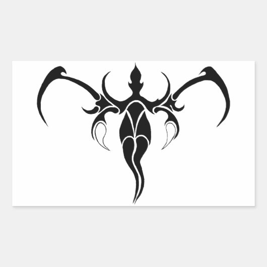 ゾウの部族の入れ墨 – 白黒 長方形シール (正面)