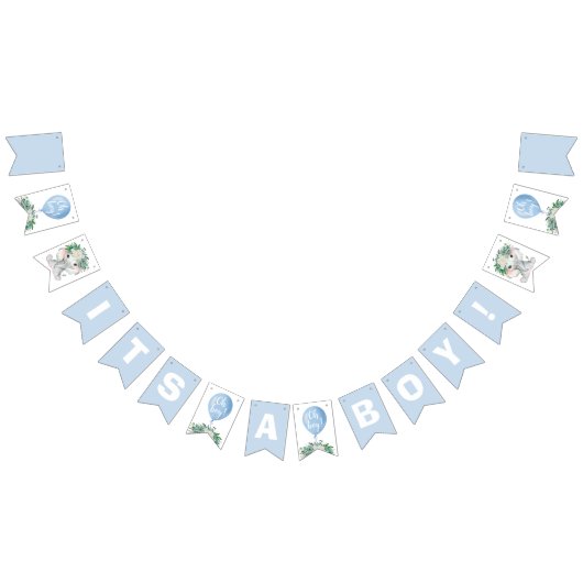 ゾウの青い気球その男の子の旗 バンティングフラッグ (全)