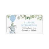 ゾウの青い緑の風船のアドレス ラベル (正面)