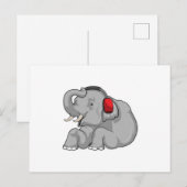 ゾウの音楽ヘッドフォン ポストカード (正面/裏面)