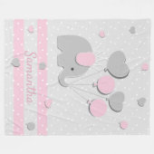 ゾウの風船が好きな保育園のギフト フリースブランケット (正面(横))
