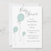 ゾウの風船ミニマル水彩スクリプト 招待状 (正面)