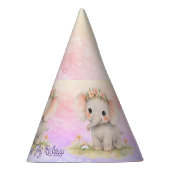 ゾウの1歳の誕生日おめでとう女の子 パーティーハット (右)