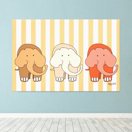 ゾウの3人組 キャンバスアート (インサイチュ (ウッドフロア))