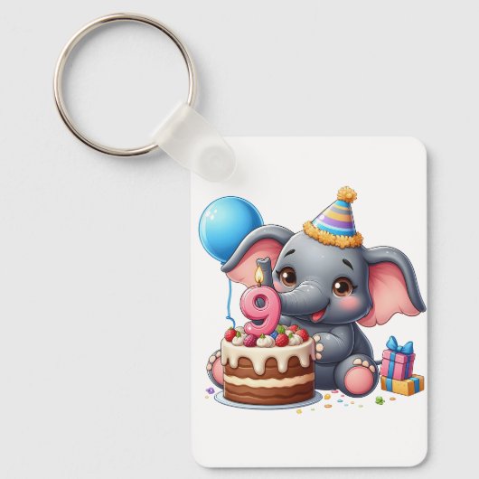 ゾウの9歳の誕生日 キーホルダー (正面)