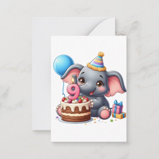 ゾウの9歳の誕生日 ノートカード (正面)