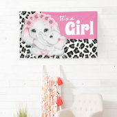 ゾウは女の子かわいいヒョウ柄のプリント新生児 横断幕 (インサイチュ)