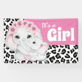 ゾウは女の子かわいいヒョウ柄のプリント新生児 横断幕 (横)