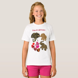 ゾウは私のバレンタインデーを掃くハートかわいい女の子 Tシャツ