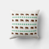 ゾウは茶色と緑のデザイン クッション (裏面)