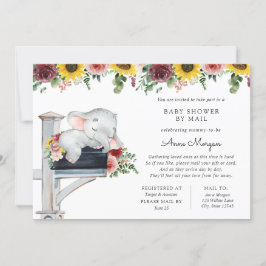 ゾウひまわりバラベビーシャワー(郵便) 招待状