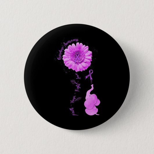 ゾウひまわり信仰は愛の過剰摂取と戦うことを希望 缶バッジ (正面)