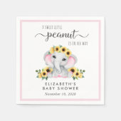 ゾウひまわり赤ちゃんガールシャワー スタンダードカクテルナプキン (正面)