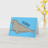 ゾウアザラシのキャラクターイラスト カード (黄色い花)