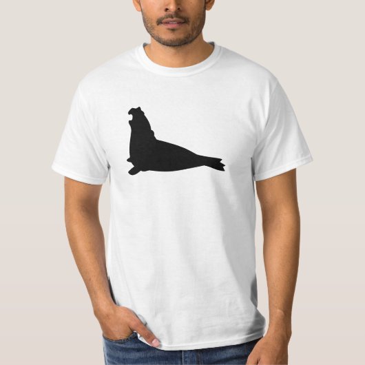 ゾウアザラシのワイシャツの黒 Tシャツ (正面)