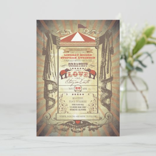 ゾウカーニバルサーカス結婚式招待状 招待状 (スタンド正面)