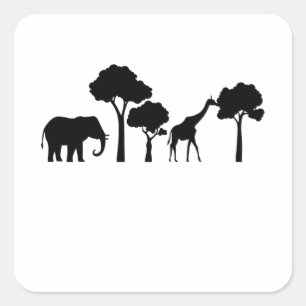 ゾウキリンアフリカ動物園サファリゾウの贈り物 スクエアシール