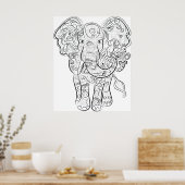ゾウスケッチ大人着色ポスター ポスター (キッチン)