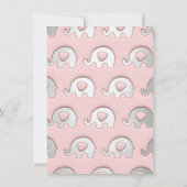 ゾウズピンクグレー誕生日ベビーシャワーホワイト 招待状 (裏面)