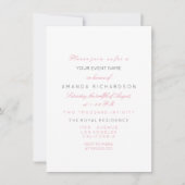 ゾウズピンクグレー誕生日ベビーシャワーホワイト 招待状 (正面)