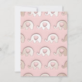 ゾウズピンク誕生日ベビーシャワーアイボリーホワイト 招待状 (裏面)