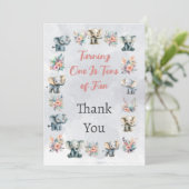 ゾウズボホジャングルフラワーズグレーサンキューカード 招待状 (スタンド正面)