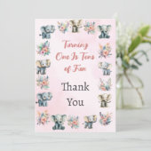 ゾウズボホジャングルフラワーピンクサンキューカード 招待状 (スタンド正面)