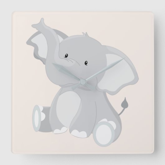 ゾウチャーム スクエア壁時計 (正面)