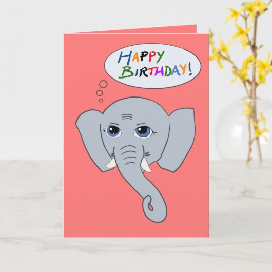 ゾウハッピーバースデーカード（ピンク） カード (黄色い花)