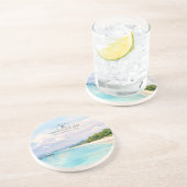 ゾウビーチの水彩画 - アンダマン記念ギフト コースター (側面)