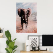 ゾウプリント ポスター (ホームオフィス)
