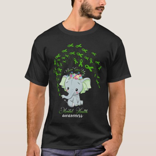 ゾウメンタルヘルスアウェアネスギフト戦士男性 Tシャツ (正面)